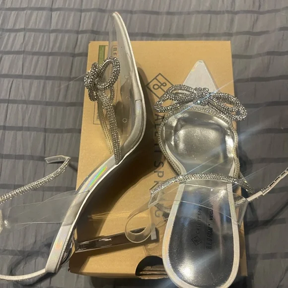 Call It Spring Silver Heels with Rhinestone Detail - Picture 2 of 4